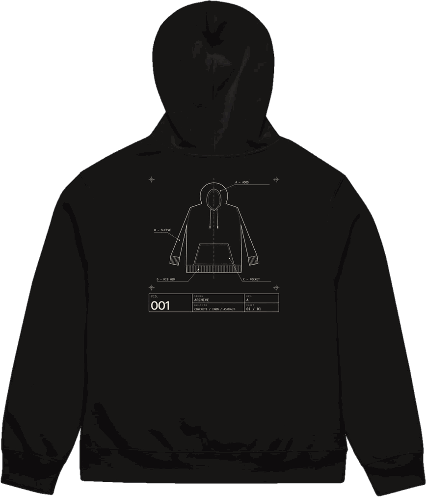 Archive 001 hoodie, seljatrükk